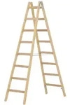 Sprossenstehleiter, Holz, Beidseitig Begehbar, 2 X 8 Sprossen, Gesamtbreite 593 Mm -