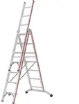Mehrzweckleiter, Dreiteilig, 3x7 Sprossen, L&auml;nge Eingef. 2,15 M / Ausgef. 4,95 M -