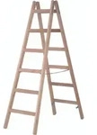 Hymer - Holz Sprossenstehleiter 2x4 Sprossen Leiter Beidseitig Begehbar, Sicherung