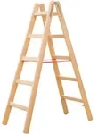 Sprossenstehleiter, Holz, Beidseitig Begehbar, 2 X 6 Sprossen, Gesamtbreite 535 Mm -