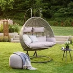 Polyrattan H&auml;ngesessel Twin Farbe: Grau Poly Rattan H&auml;ngesessel H&auml;ngekorb - Home