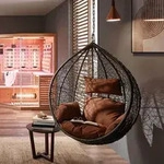 Polyrattan H&auml;ngesessel Cielo Farbe: Braun, Ausstattung: Korb Und Kissen Poly Rattan