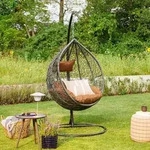 Polyrattan H&auml;ngesessel Mit Gestell Cielo Farbe: Braun Poly Rattan H&auml;ngesessel