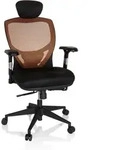 B&uuml;rostuhl / Chefsessel Venus Base Sitz Stoff / R&uuml;cken Netz Orange / Schwarz Hjh