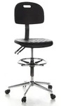 Hocker / Drehhocker / Arbeitsstuhl Top Work 23 Hartschaum Schwarz Chrom Hjh Office