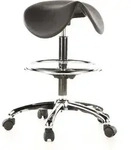 Hocker / Drehhocker / Arbeitsstuhl / Sattel Top Work 13 Hartschaum Schwarz Chrom Hjh