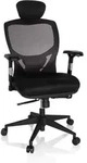 B&uuml;rostuhl / Chefsessel Venus Base Sitz Stoff / R&uuml;cken Netz Silbergrau / Schwarz Hjh