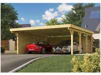Doppelcarport Classic 2 + PVC-Dach Carport aus Holz in Naturbelassen Unterstand