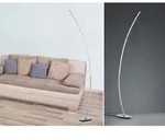 Led Stehleuchte Solo Gebogen Metall Silber Geb&uuml;rstet, H&ouml;he 158cm