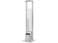 Wenko - Stand WC-Garnitur Rivalta Edelstahl Matt, integrierter Toilettenpapierhalter