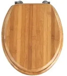 Wenko - Wc-sitz Bambus Dunkel, Braun, Bambus Natur , Edelstahl Rostfrei Silber Matt -