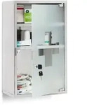 Relaxdays - Medizinschrank Xl,medelstahl, Hbt:50,5x30x18cm, 3 F&auml;cher, Glas-t&uuml;r