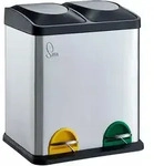 Svita Tc2x15 M&uuml;lleimer 30 Liter 2x15 Treteimer Silber Papierkorb Edelstahl