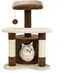 Lionto Kratz- & Spielbaum, 65 Cm Stabiler Katzenbaum Mit Sisalst&auml;mmen, Pl&uuml;schh&ouml;hle