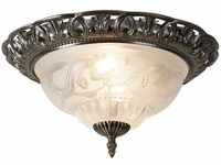 Landhaus Stil Decken Beleuchtung Lampe Glas Leuchte Messing antik Blumen Dekor