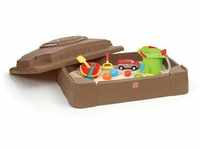 Play & Store Sandkasten mit Deckel und Sitzecken Kunststoff Sand Kasten mit Abdeckung
