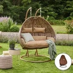 Polyrattan H&auml;ngesessel Mit Regenabdeckung Twin Farbe: Braun, Ausstattung: Inkl.