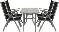 Degamo - Gartengarnitur Ravenna 5-teilig, Klappsessel + Glastisch 70x120cm