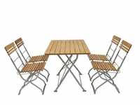 Biergarten - Garnitur münchen 5-teilig (4x Stuhl, 1x Tisch 70x110cm eckig),