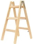 Sprossenstehleiter, Holz, Beidseitig Begehbar, 2 X 3 Sprossen, Gesamtbreite 443 Mm -