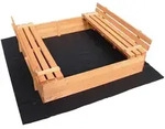 Wiltec - Sandkasten Mit Deckel 2 Sitzb&auml;nke 98 X 98 X 21 Cm, Sandkiste Aus Holz...