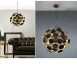 Trio - Ausgefallene Pendelleuchte Discalgo Lampenschirm Schwarz-gold, &Oslash; 54cm