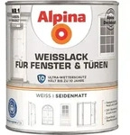 Wei&szlig;lack F&uuml;r Fenster & T&uuml;ren 2 L Wei&szlig; Seidenmatt Fensterlack T&uuml;renlack - Alpina