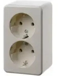 Berker Doppelsteckdose Schuko Aufputz Wei&szlig; Mi 472140
