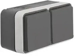 47843515 Steckdose Schuko 2fach Waagerecht Mit Klappdeckel 2 Schieber W.1, Grau -