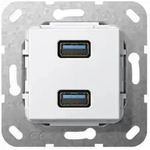 Gira 568403 Usb 3.0 A 2 Fach Gender Changer Einsatz, Reinwei&szlig;