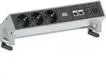 Desk 2 Tischsteckdose 3-fach, Farbe: Inox - Bachmann