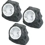 Etc-shop - Led Deko Solarsteine F&uuml;r Den Garten & Au&szlig;enbereich - 3er Set, Grau