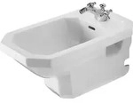 1930 Wandbidet, Mit &Uuml;berlauf, Mit Hahnlochbank, - Duravit