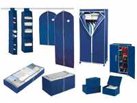 Kleiderschrank Air, Stoffschrank, Faltschrank, Blau, Polypropylen blau, Stahl - blau