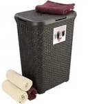 Curver - W&auml;schebox Natural Style, Aus Kunststoff, 45x34x61 Cm, 60l, Dunkelbraun