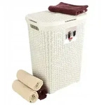 Curver - W&auml;schebox Natural Style, Aus Kunststoff, 45 X 34 X 61 Cm, 60l, Creme
