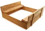Sandkasten Mit Deckel 2 Sitzb&auml;nke 98 X 98 X 18 Cm, Sandkiste Aus Holz Mit...