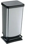 Treteimer Paso 40 L Metallic Silber M&uuml;ll- & Abfalleimer - Rotho