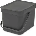Brabantia Sort & Go M&uuml;lleimer, Grau, 6 L, Kunststoff, 26,5x20x18 Cm