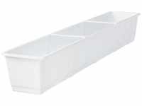 Balkonkasten standard Weiß mit Holzstruktur 100 cm - Kunststoff - Geli