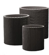 Set Mit 3 Keter Zylinderpflanzgef&auml;&szlig;en S+m+l - Braun - Kt 66 4787