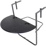 Hochwertiger Balkon Tisch Beistell Ablage Rattan Optik Stahl Schwarz Klappbar