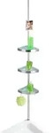 Teleskop Duschecke Premium, Mit 3 Ablagen Und Spiegel, Satiniert, Silber Matt,
