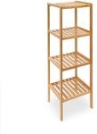 Relaxdays - Badregal Bambus, Standregal Badezimmer & K&uuml;che, Bambusregal Mit 4