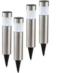 4er Set Led Solarleuchten Mit Erdspie&szlig;, Gartenlampen Edelstahl, H&ouml;he 38 Cm