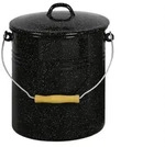 Eimer Mit Deckel 10 L 32cm &Oslash;25cm Emailliert Schwarz Gesprenkelt
