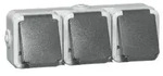 Aufputz-steckdose, Ip44, Schuko, Waagrecht, Grau D 6633 Wab - 3-fach