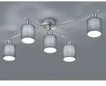 Deckenleuchte Garda 5 Flammig Mit Stoffschirmen In Grau - Schwenkbar, B: 80cm