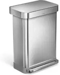 Simplehuman - M&uuml;lleimern - Abfalleimer 55 L, Mit Beuteltasche, Edelstahl Cw2023