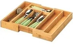 Besteckkasten Bamboo Ausziehbar 5 - F&auml;cher 28,5-40x33x5cm Natur